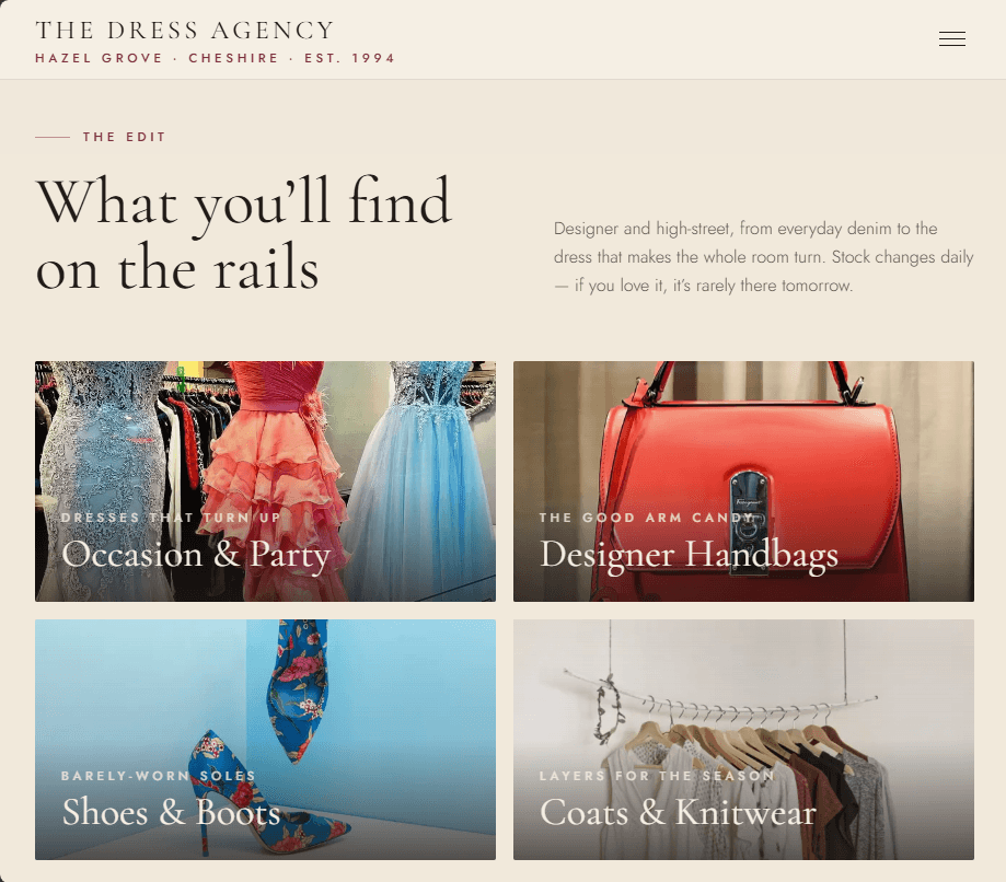 The Dress Agency website, built by Coltura